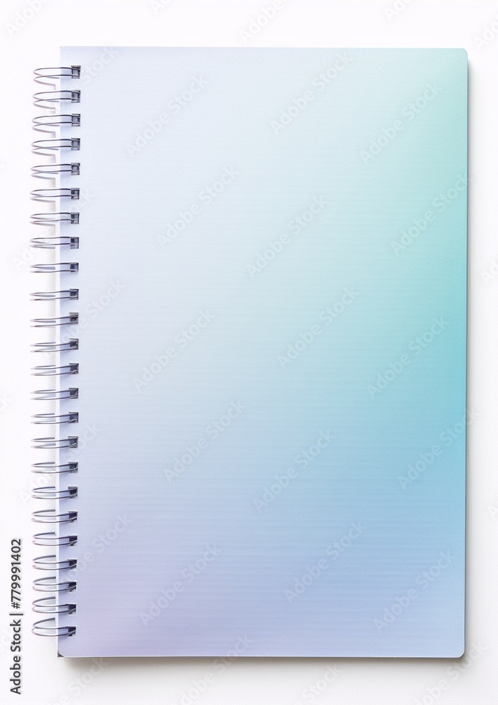 A5 spiral notebook with a blue to purple gradient on a white background, suitable for stationery, office supplies, and back to school themes. A5 spiral notebook with a blue to purple gradient on a white background, suitable for stationery, office supplies, and back to school themes.