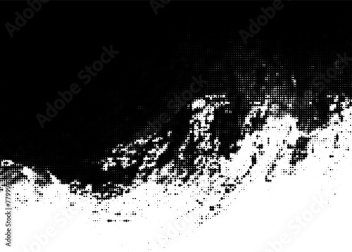 Abstract vector halftone grunge texture pattern background. Monochrome urban art with pop elements. Trendy grunge backdrop with painted distressed splatter.