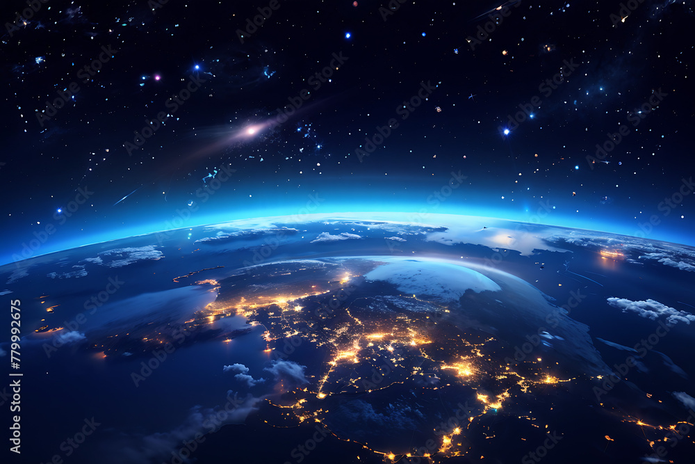 Vivid colorful illustrations of astronaut in space Vivid colorful illustrations of astronaut in space