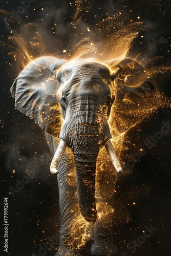 An augmented reality simulation of how an elephants large lungs filter dust, visualized as swirling particles in a beam of light