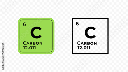 Carbon, chemical element of the periodic table vector design