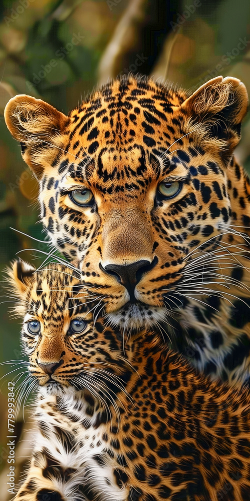 Obraz premium African leopard and cub