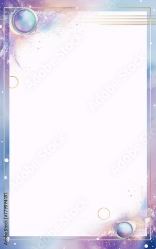 Abstract design with pastel colors and space-themed elements.
