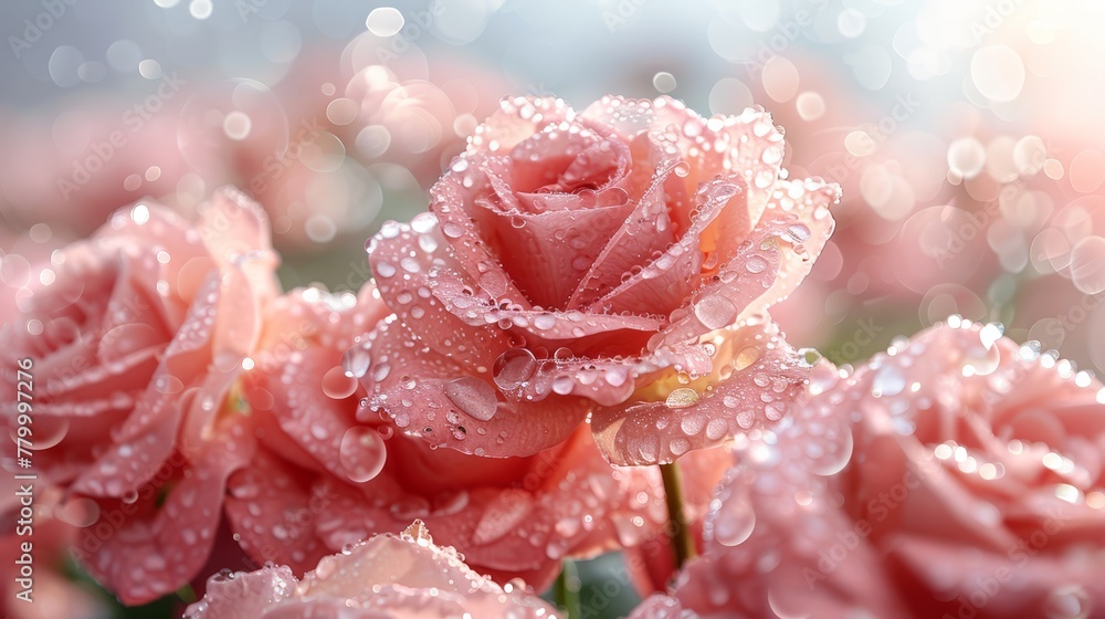 petals dotted with water droplets, background softly blurred petals dotted with water droplets, background softly blurred