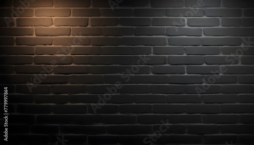  Black Brick Wall Texture Background. Room with Dark Brick Wall