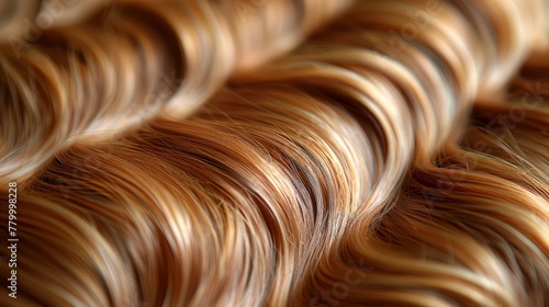  A tight shot of wavy hair layered with light brown and light blonde dye streaks