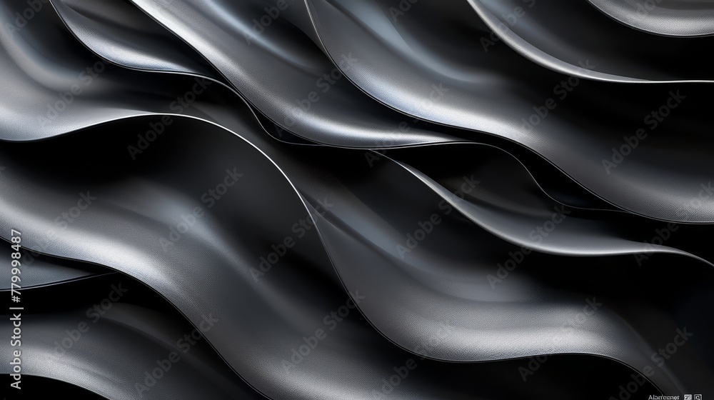 A monochrome image of undulating waves etched onto a black-and-white substrate against a pitch-black backdrop A monochrome image of undulating waves etched onto a black-and-white substrate against a pitch-black backdrop