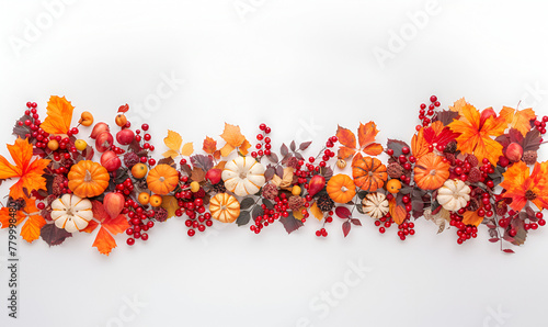 Halloween pumpkin flowers fall autumn flatly background Thanksgiving day or autumn composition with pumpkin.