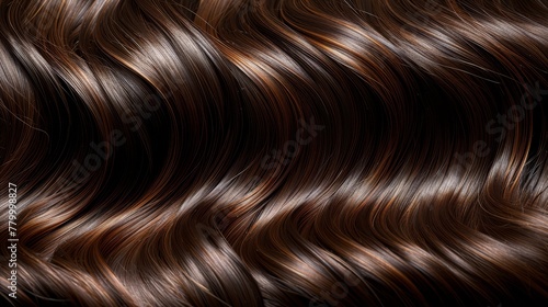  A detailed shot of brown hair with integrated highlights Top layer is lighter brown, underneath are darker brown tones