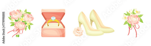 Wedding and Marriage Ceremony Symbol and Element Vector Set