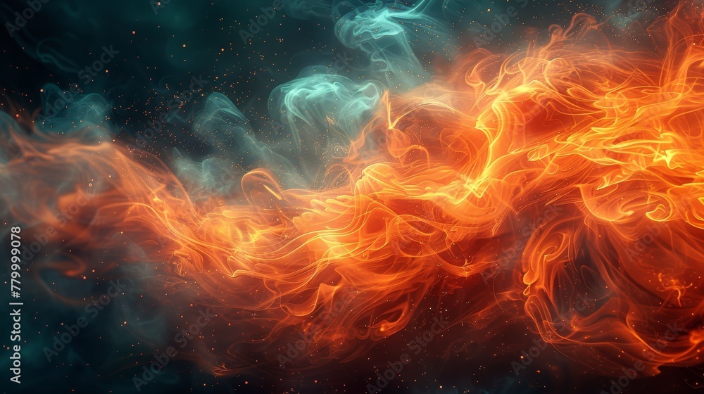 smoke ascends from its summit, while wafting up from flame base smoke ascends from its summit, while wafting up from flame base