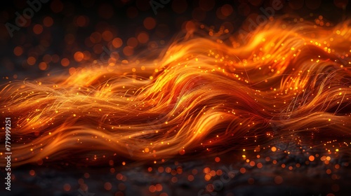  A tight shot of an orange-yellow flame against a black backdrop, featuring a hazy firewave in the foreground