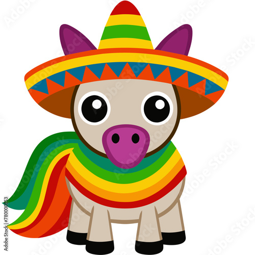 Funny Mexican Dapping Unicorn with Sombrero Poncho photo