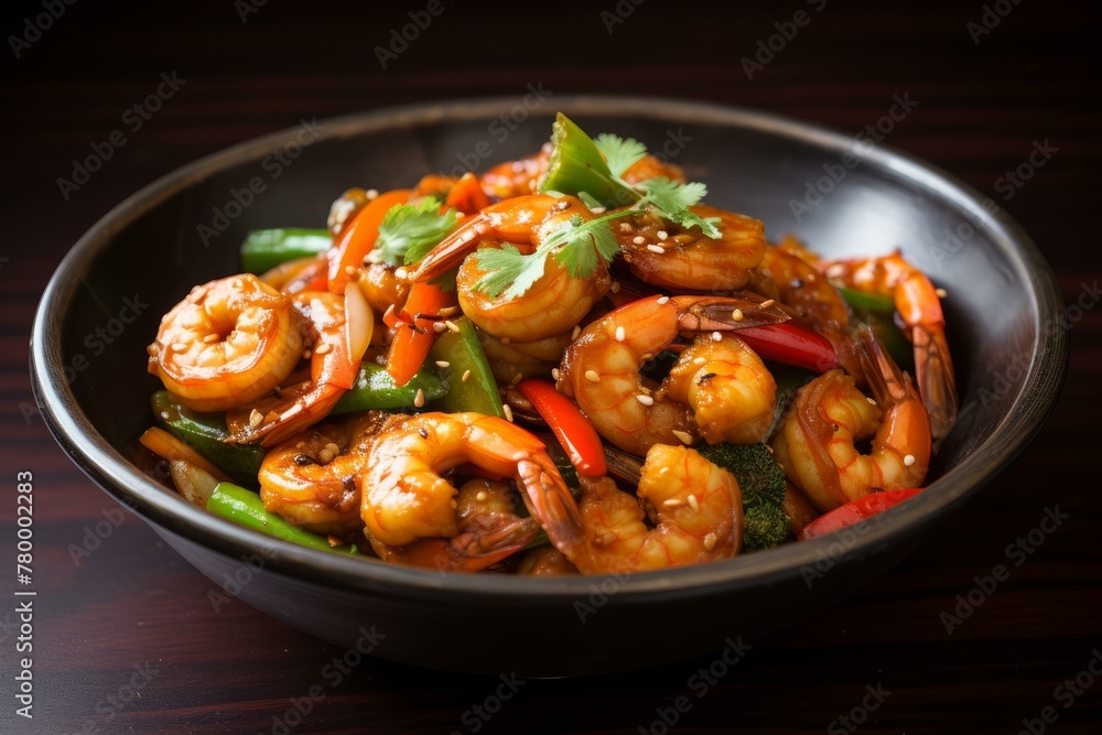 Delicious Vegetable shrimp. Spring prawn asia. Generate Ai Delicious Vegetable shrimp. Spring prawn asia. Generate Ai