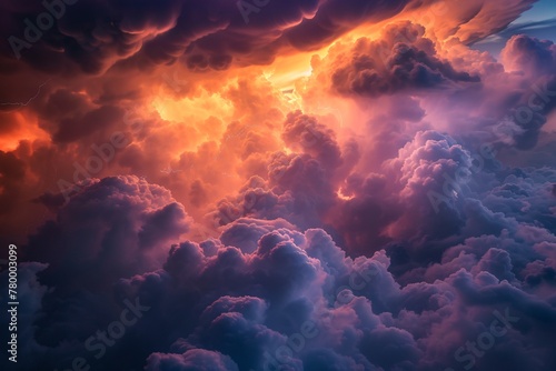 The sky is covered in layers of fluffy, swirling clouds, creating a dramatic and dynamic scene