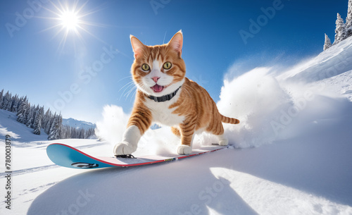 Snowboarding cat. action cam image