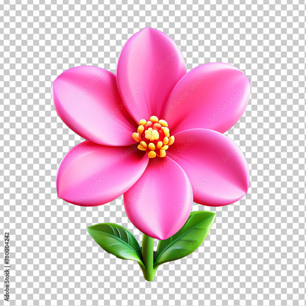Fototapeta premium Beautiful Pink Flower: A Simple 3D Cartoon Render of Icon Design