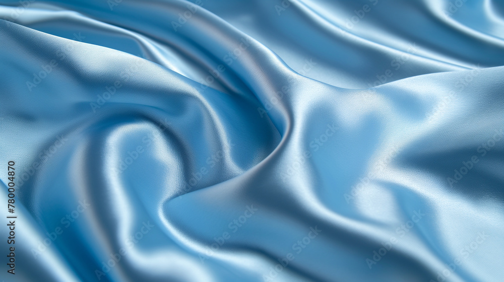 Fototapeta premium A shiny, smooth pastel blue satin fabric with a slight sheen and soft texture