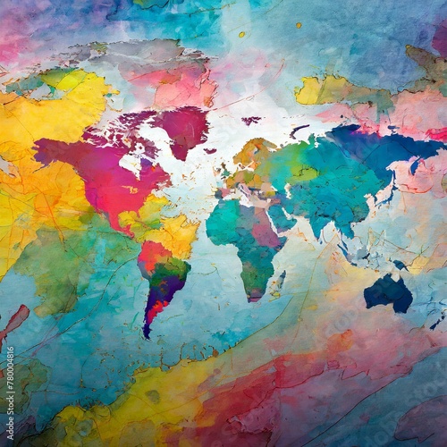 Multi colour world map