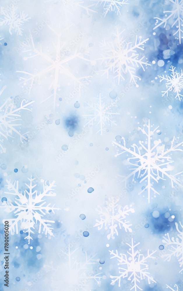 Watercolor snowflakes on a blue background. Illustration, graphic art, interior design, Scandinavian, minimalist. Watercolor snowflakes on a blue background. Illustration, graphic art, interior design, Scandinavian, minimalist.