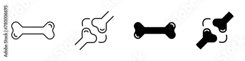Bone icon. Joint vector illustration. Skeleton symbol. Human anatomy sign. Calcium (Ca) minerals isolated illustration. Osteoporosis, rheumatism or orthopedics knee disease.