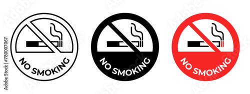 No smoking sign. Stop cigarette warning or prohibition red symbol. No smoking vector icon. Forbidden or restriction isolated illustration.