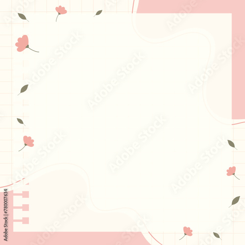 Wallpaper Mural Cute kawaii floral pink notepad memo pad grid pastel background Torontodigital.ca