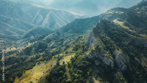 wonderful landscape of high mountains from a bird's eye view