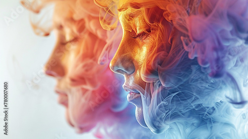 Human Faces in Colorful Ink