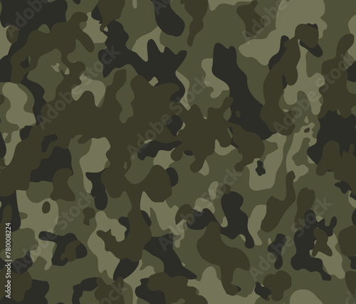 Camouflage khaki background vector army texture, modern fashionable print, forest hunting background