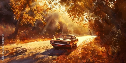 muscle car illustration  motors  roadtrips  ai image of cars