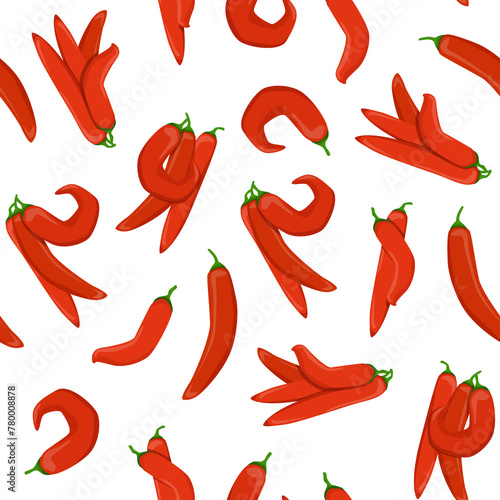 Seamless pattern of red Mexican peppers photo