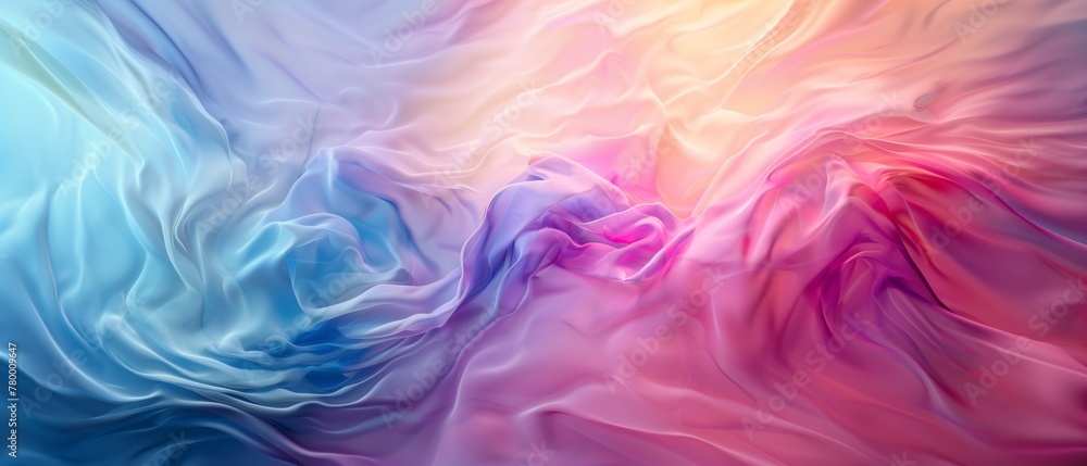 Smooth color transitions on the background, color waves, pastel color mix. Silk material.