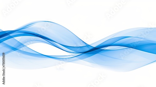 Sleek blue transparent waves on white background. Minimalist design for corporate banner