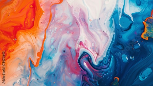 Vibrant liquid colors mixing in an abstract marbling pattern. Artistic background