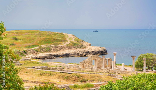 Ruins of the ancient city of Chersonesos on the seashore