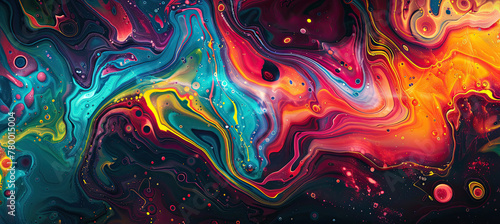 Vibrant Colors and Shapes of a Psychedelic Liquid Background