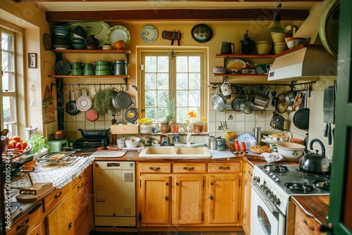 Cozy and warm interior of a cottage kitchen