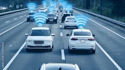 cars on the highway with wifi connected devices © jovannig