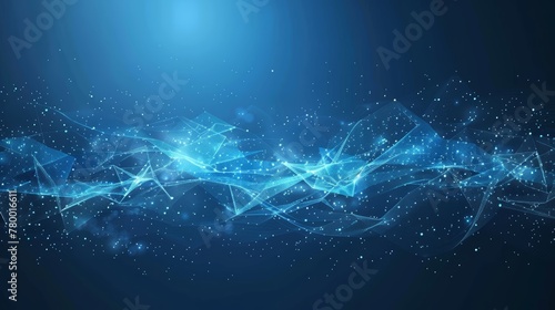 Abstract network connections with blue lights on dark background. Digital technology and data visualization concept for design and print