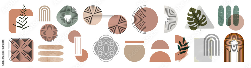 Abstract minimal element mid century vector set. Boho wall decor. Mid century modern minimalist art print Abstract minimal element mid century vector set. Boho wall decor. Mid century modern minimalist art print