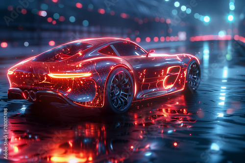 sports car on the street at night