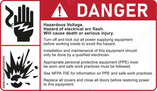 Danger High-Voltage Label Hazardous-Voltage arc flash