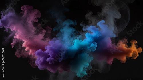 Colorful Smoke Plumes Interweaving Against a Dark Backdrop