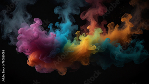 A Vivid Display of Colorful Smoke Waves on a Dark Background