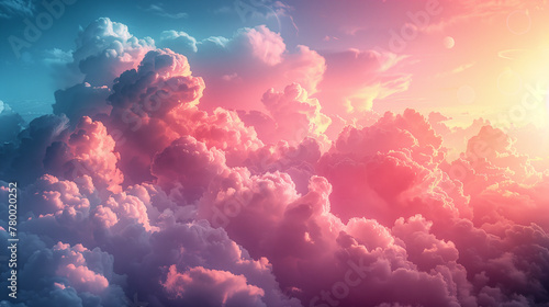 голубое небо и розовые облака