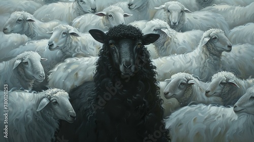 A black sheep among whites, leading by example, embodies the essence of standing out and valuing one's own identity photo