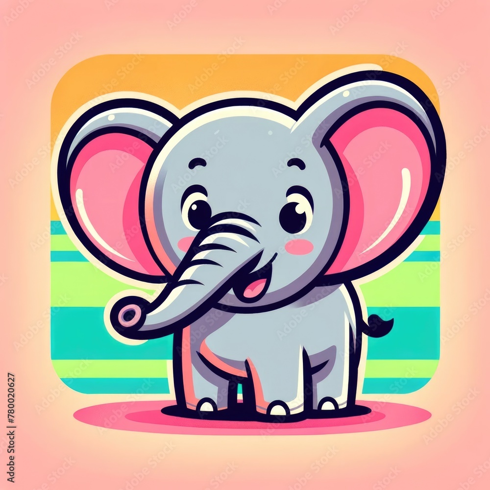 Cheerful cartoon elephant with a big smile
