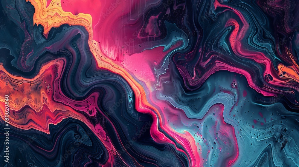 Abstract digital canvas featuring rich, dark fluid textures against vibrant wave patterns for a striking contrast