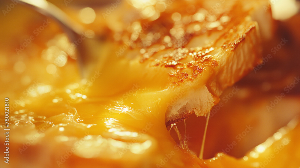 Close-Up View of Melty Cheese Pull on a Savory Dish Close-Up View of Melty Cheese Pull on a Savory Dish